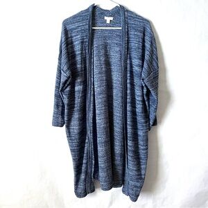 Pure Jill Women Size Small Cardigan Longline Blue Cotton Linen Blend Lagenlook